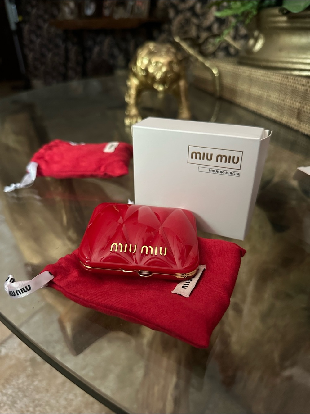 Miu miu red compact mirror